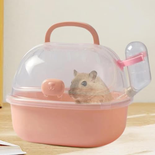 Hamster-Transportkäfig, Hamster-Auslaufkäfig, Hamster-Reisekäfig, Atmungsaktive Hamster-Tragetasche, tragbare Hamster-Reisetasche mit Wasserflasche für kleine Haustiere, Mäuse, Zwerghamster von LPORF