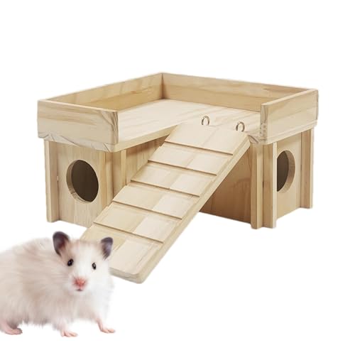 Hamsterhaus aus Holz | Eckhaus für Hamster | Hamsterversteck mit Rutsche Kletterleiter | Haus für Haustiere für Hamster für Rennmäuse, Mäuse und Mäuse von LPORF