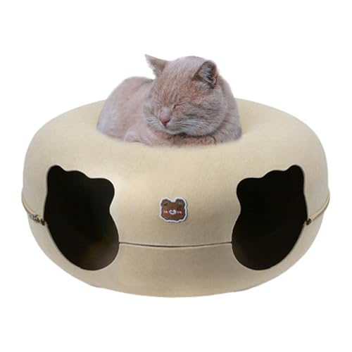 Komfortable Höhle für Katzen, Donut-Katzenhöhle | Katzentunnel aus Filz | von Donut | große Betthöhle für Katzen | waschbar, runder Tunnel für | abnehmbares Versteck von LPORF