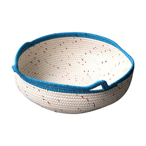 LPORF Handgewebtes Katzenbett, gewebtes rundes Katzenbett,Gewebtes Katzenbett für Hauskatzen - Baumwolle Seil Katze Ohr Design Sommer Cool Nest Runde Form Scratcher Niedlich Für Kleine Hund von LPORF