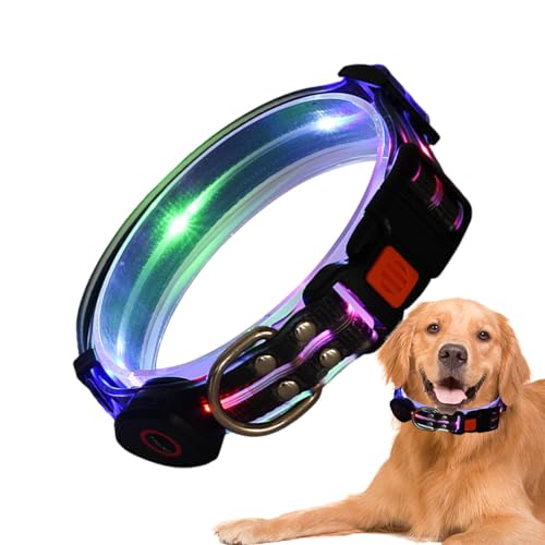 Leuchthalsband für Hunde, Hundehalsband mit Nachtlicht | Verstellbares und leuchtendes Hundehalsband, wiederaufladbar, verstellbares und wetterfestes Hundehalsband für Spaziergänge im Freien von LPORF