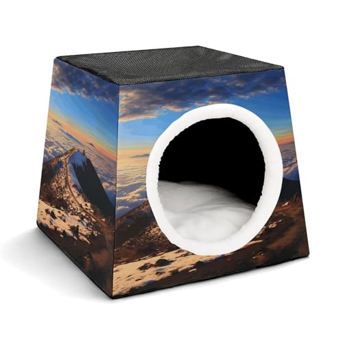 LQPMNK Tragbares Haustiernest für kleine Haustiere, Mauna Kea Summit Sonnenuntergang Druck Kapsel Design Weltraumkapsel Haustiernest Langlebiges Haustiernest Haustierbett für Zuhause und Reisen von LQPMNK