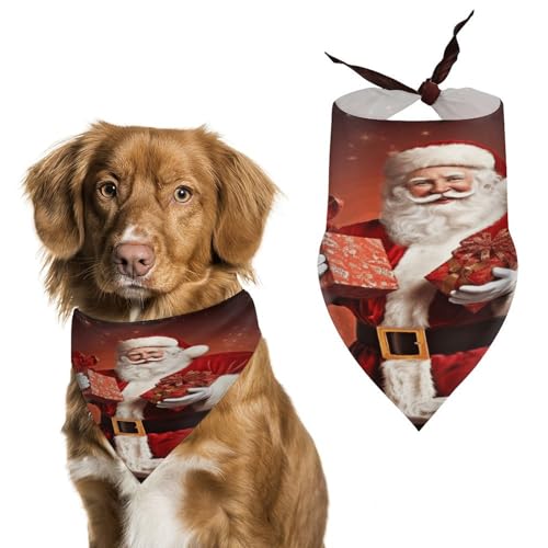 Strapazierfähiges Haustier-Halstuch, Weihnachtsdekoration, Weihnachtsmann-Druck, Dreieckstuch für Hunde und Katzen, weich, stilvoll und leicht zu waschen, ideal für Spaziergänge, Fotos und mehr von LQPMNK