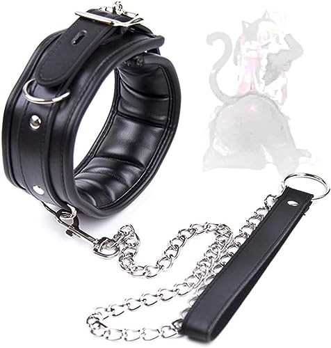 🅑🅓🅢🅜 Hunde- Und Katzenleine Mit Halsband, Ledermaterial, Bequem, Geschenk Für Männer Und Frauen (schwarz) 𝙎𝙚̣𝙭 𝘽σ𝙣𝙙α𝙜𝙚 von LQSSA