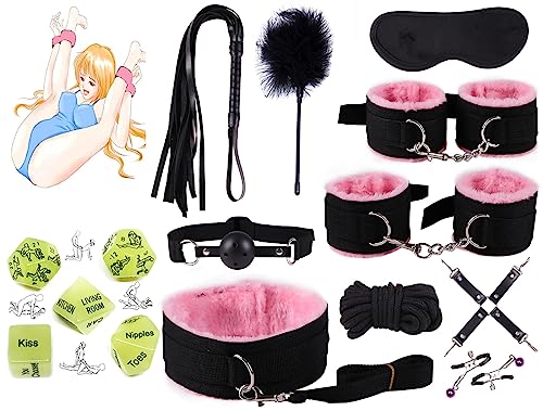 LQSSA Šêxy Couple B`D`Ṧ`M 10-teiliges Nylon-Schlafzimmer-Sportspielset Mit 5 Im Dunkeln Leuchtenden Würfeln, Camping-Handgelenkgewichten Und Rucksackzubehör, Feste Position (rosa) von LQSSA