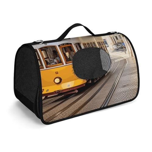 Haustier-Handtaschen, Lissabon Straßenbahn, bedruckte Haustierhandtaschen, faltbare Haustier-Handtaschen, universelle Haustierhandtaschen von LQWOK