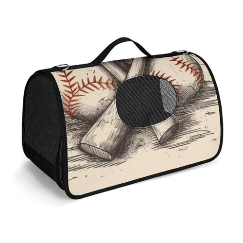 Haustier-Handtaschen, handgezeichnete Baseballschläger bedruckte Haustier-Handtaschen, faltbare Haustier-Handtaschen, universelle Haustierhandtaschen von LQWOK