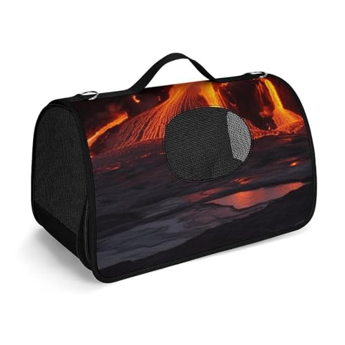 Kilauea Haustier-Handtaschen, bedruckt mit Vulkan-Motiv, faltbare Haustier-Handtaschen, universelle Haustier-Handtaschen von LQWOK