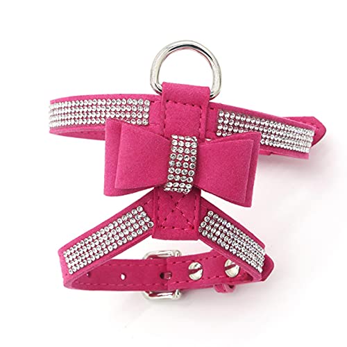 1 Pc Hund Wildleder Stoff Schleife Strass Haustier Halsband Geschirre Für Hunde-Rose Red Geschirr,L von LRZIN