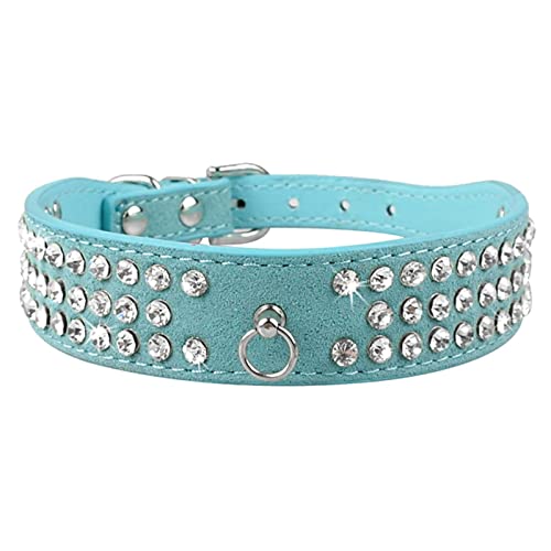 1 Pc Rhinestone Puppy Cat Collars Adjustable Leather Bowknot Kitten Collar-021blue,M von LRZIN