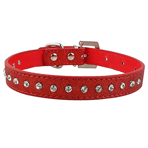 1 Pc Rhinestone Puppy Cat Collars Adjustable Leather Bowknot Kitten Collar-077red,M von LRZIN