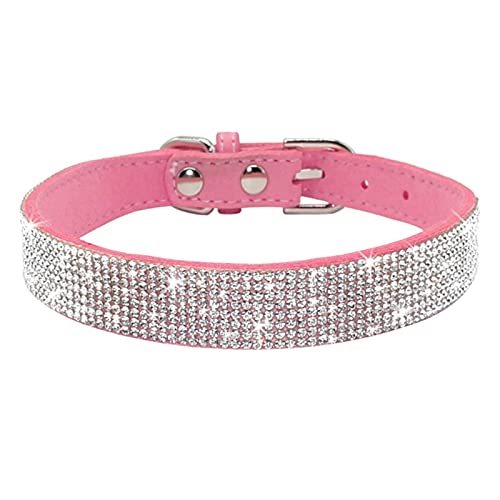 1 Pc Rhinestone Puppy Cat Collars Adjustable Leather Bowknot Kitten Collar-12pink,XS von LRZIN