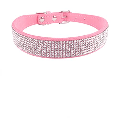 1 Pc Soft Adjustable Suede Leather Puppy Dog Collar Rhinestone Cat Pet Pink Collar Suit Pet Supplies Dog Supplies-pink,L von LRZIN