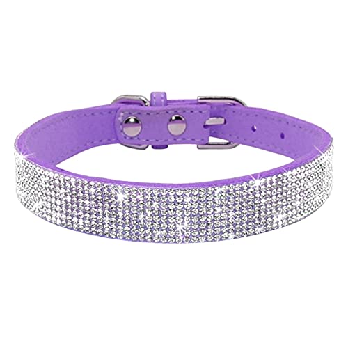 1 Pc Strass Hund Katze Halsbänder Leder Haustier Welpen Kätzchen Halsband Spaziergang Leine Lead-Purple,M von LRZIN