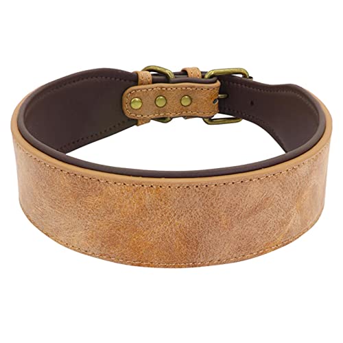 1 Pc Wide Leather Dog Collar Padded Pet Collars Dog Collar for Medium Large Dogs Pitbull Bulldog German Shepherd-Brown,2XL von LRZIN