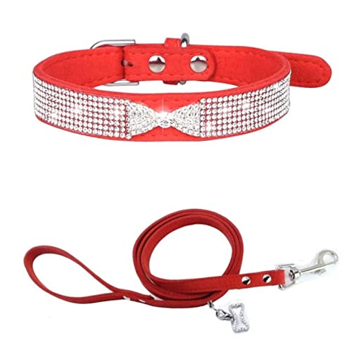 1 Stück Haustier Hundegeschirr Katzenhalsband Verstellbarer Brustgurt Mit Schnalle Schleife Haustier Hund-Rot 1,S 37X1.5CM von LRZIN