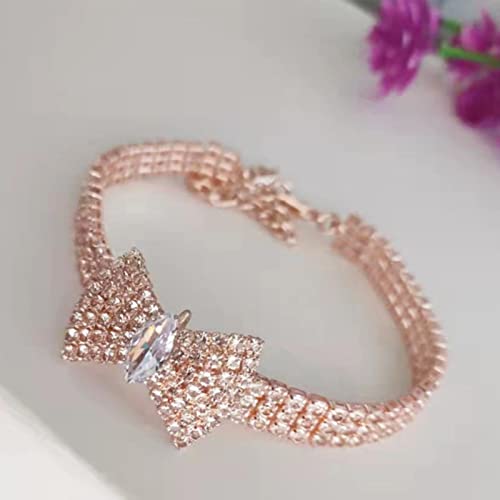 1 Stück Katzenhalsband Quaste Diamant Katzenhalskette Leder Verstellbares Kätzchenhalsband Retro-Edelstein-Haustierhalsband-Roségold,L von LRZIN