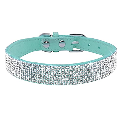 1 Stück Strass Hund Katze Halsbänder Leder Haustier Welpe Kätzchen Halsband Spaziergang Leine Lead-Blue,S von LRZIN