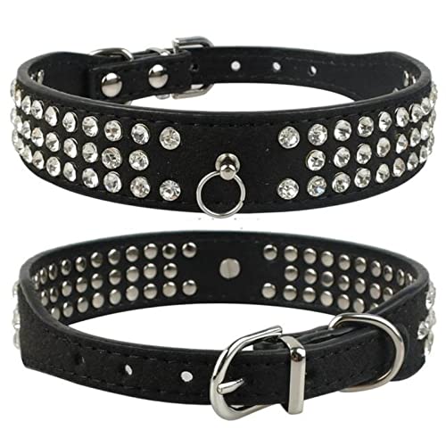 1 Stück Strass Hundehalsband Wildleder Diamante Katze Welpen Halsbänder Für Kleine Mittelgroße Hunde Chihuahua Yorkshire-schwarz,S von LRZIN