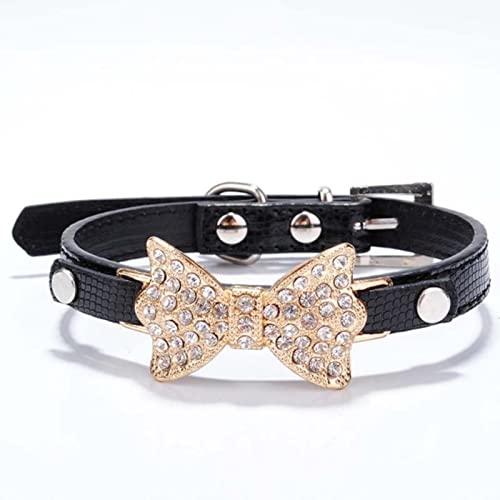 1 Stück Verstellbares Hundehalsband Leder Haustierhalsband Strass Bowknot Kätzchen Welpen Halsbänder-3,S von LRZIN