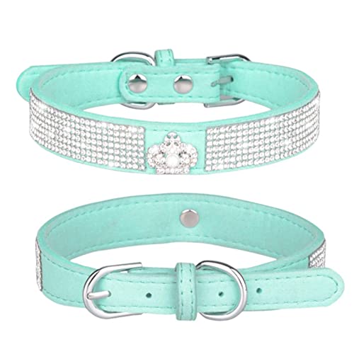 1 Stück Verstellbares Katzengeschirr Hundehalsband Welpengeschirr Haustierhalsband Für Chihuahua Französische Bulldogge-Grünes Halsband, XS 30X1.5CM von LRZIN