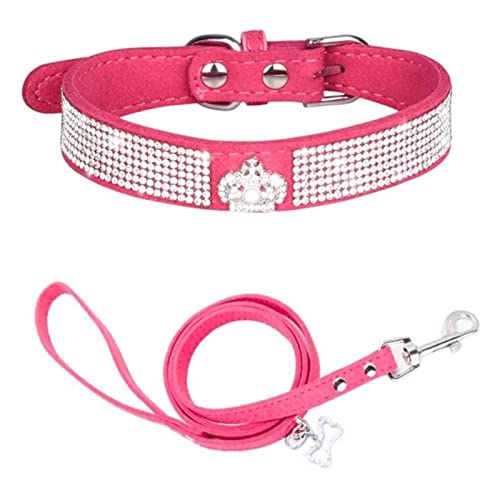 1 Stück Verstellbares Katzengeschirr Hundehalsband Welpengeschirr Haustierhalsband Für Chihuahua Französische Bulldogge-Rose Red Set,S 37X1.5CM von LRZIN