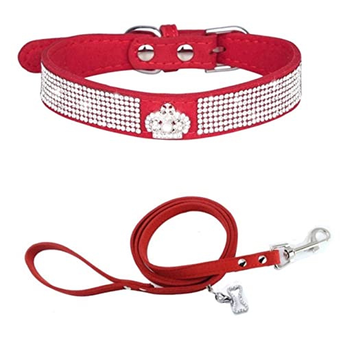 1 Stück Verstellbares Katzengeschirr Hundehalsband Welpengeschirr Haustierhalsband Für Chihuahua Französische Bulldogge-Rotes Set,S 37X1.5CM von LRZIN