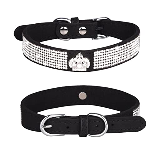 1 Stück Verstellbares Katzengeschirr Hundehalsband Welpengeschirr Haustierhalsband Für Chihuahua Französische Bulldogge-Schwarzes Halsband,XXS 25X1.5CM von LRZIN