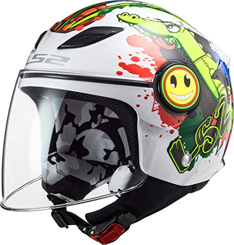 LS2, Motorradhelm für Kinder Funny Croco Gloss White, M von LS2