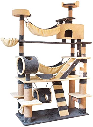 Kletterbaum Katzenkratzbaum Katzenbaum Activity Center mit Sisal-Kratzbäumen Großer Kratzbaum Katzenturm Plüschsitzstangen Gemütliche Condos Hängematte für Katzen LSDRALOBOOE 714 von LSDRALOBOOE