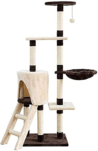 Kletterbaum Katzenkratzbaum Katzenbaum Katzenklettergerüst mit baumelnden Kugeln Robuster und Stabiler moderner Katzenturm aus Holz LSDRALOBOOE 714 von LSDRALOBOOE