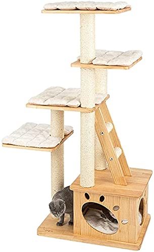 Kletterbaum Katzenkratzbaum Katzenbaum Katzenstreu Großes Luxus Katzenhaus Massivholz Katzenklettergerüst LSDRALOBOOE 714 von LSDRALOBOOE