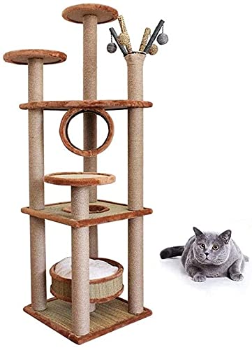 Kletterbaum Katzenkratzbaum Katzenbaum Kratzbaumhaus Katzenhäuser Eigentumswohnungen für mehrere Katzen Activity Center Großer Kratzbaumturm mit Baumsisal Katzenkratzsäule Spaß LSDRALOBOOE 714 von LSDRALOBOOE