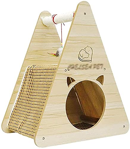 Kletterbaum Katzenkratzbaum Katzenbaum Massivholz Katzenhaus Villa Sisal Kletterplattform Haustier Spielzeug Bett Nest LSDRALOBOOE 714 von LSDRALOBOOE