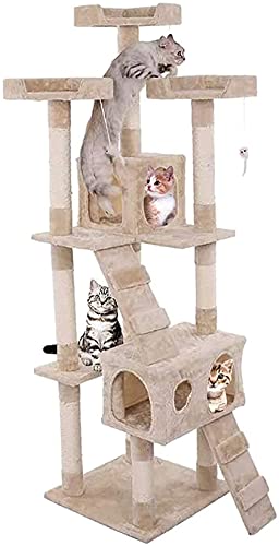 Kletterbaum Katzenkratzbaum Katzenbaum Massivholz-Schleifkralle Kleine Plattformvilla Mehrstöckiges Großes Katzenklettergerüst Luxus LSDRALOBOOE 714 von LSDRALOBOOE