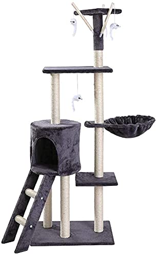 Kletterbaum Katzenkratzbaum Katzenbaum Mehrschichtiger Kletterturm für große Katzen Spielaktivitätenzentrum Villa Wellpappe mit Spielzeugball LSDRALOBOOE 714 von LSDRALOBOOE