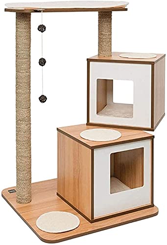 Kletterbaum Katzenkratzbaum Katzenbaum Möbel Activity Center mit Condo Playhouse Baumelndes Spielzeug Modernes Holz Kratzbaum Katzenturm Sisal Kratzbaum LSDRALOBOOE 714 von LSDRALOBOOE