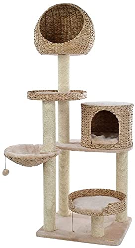 Kletterbaum Katzenkratzbaum Katzenbaum Pet Play Toy Floor Stand Activity Center Kratzen Kletterpfosten Kletterleiter Springen Schlafen Hängematte LSDRALOBOOE 716 von LSDRALOBOOE