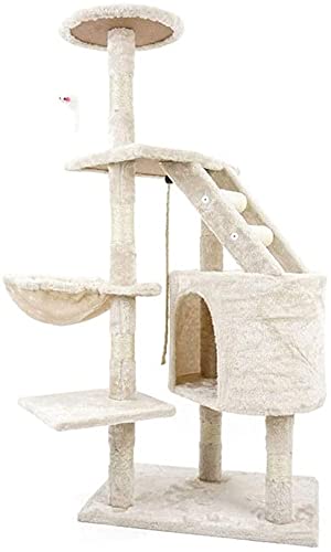 Kletterbaum Katzenkratzbaum Katzenbaum Sisal Kratzbaum Kätzchen Möbel Plüsch Eigentumswohnung Spielhaus mit baumelnden Spielzeug Katzen LSDRALOBOOE 714 von LSDRALOBOOE