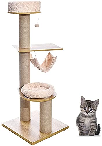 Kletterbaum Katzenkratzbaum Katzenbaum mit Hängematte Katzennest und Plüschball Großer Kratzbaum Turm Sisalsäule Wohnungsmöbel LSDRALOBOOE 716 von LSDRALOBOOE