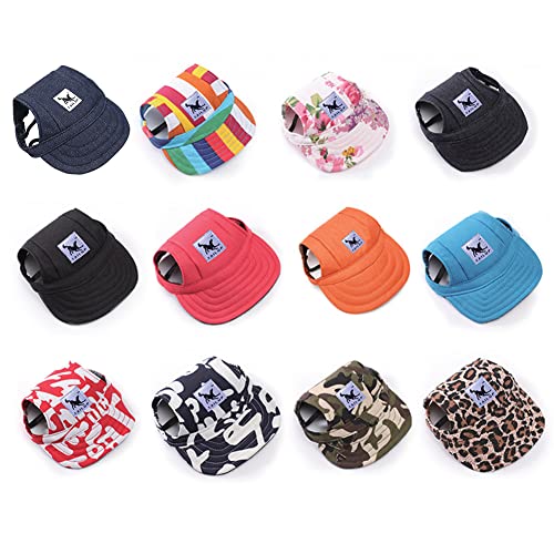 Hunde Baseballmütze, Outdoor Haustier Baseballmütze Verstellbarer Hundecap mit Ohrlöchern Atmungsaktiv Welpen Hundemütze Kappe Sonnenschutz Sommer Hut für Welpen Hunde Mütze Haustier Cap,S-XL von LSGGTIM