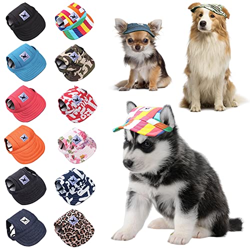 Hunde Baseballmütze, Outdoor Haustier Baseballmütze Verstellbarer Hundecap mit Ohrlöchern Atmungsaktiv Welpen Hundemütze Kappe Sonnenschutz Sommer Hut für Welpen Hunde Mütze Haustier Cap,S-XL von LSGGTIM