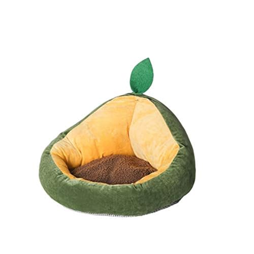 LSHTAR Süßes Haustierbett in Avocadoform für Katzen und kleine Hunde – Warmer Schlafsack mit abnehmbarem Deckel – Bequeme Memory-Schaum-Unterseite von LSHTAR