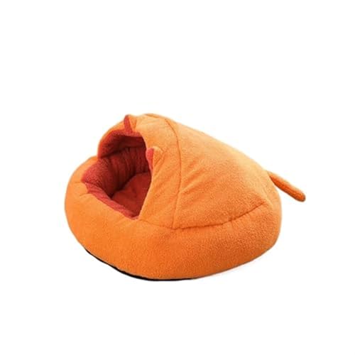 Rundes Katzen- und Hundebett, gemütlicher Plüschkissen, Schlafsack, Haustiersofa für Kätzchen und Welpen, Korallen-Fleece-Hundehüttenzubehör von LSHTAR