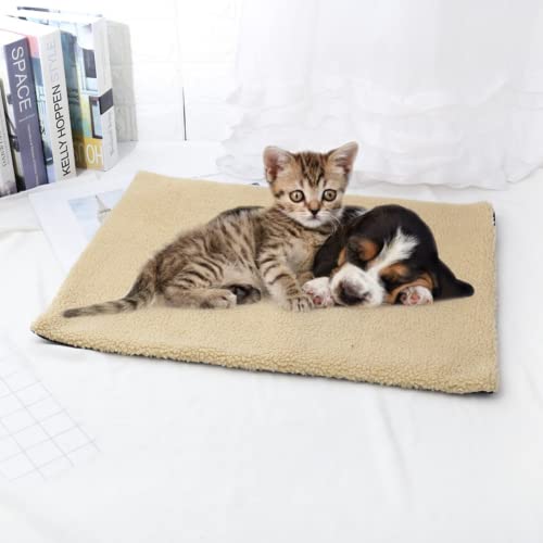 LSOAARRT 2 x selbsterwärmende Haustierdeckenauflage, ideal für Katzen-/Hundebetten Medium (beige) von LSOAARRT