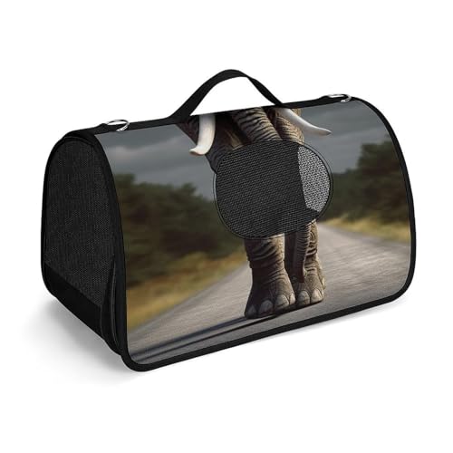 Haustier-Handtasche, 3D-Elefanten-Druck, tragbar, für den Außenbereich, Katzentasche, Geldbörse, kleine Hundetrage für Reisen/Auto/Outdoor von LSWQK