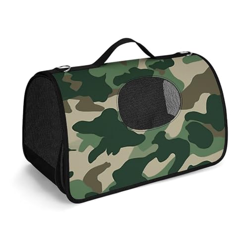 Haustier-Handtasche, Camouflage, grün, bedruckt, tragbar, für den Außenbereich, Katzentasche, Geldbörse, kleine Hundetrage für Reisen/Auto/Outdoor von LSWQK