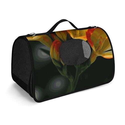 Haustier-Handtasche, Freesie, schöne Pflanze, Blume, bedruckt, tragbar, für den Außenbereich, Katzentasche, Geldbörse, kleine Hundetrage für Reisen/Auto/Outdoor von LSWQK