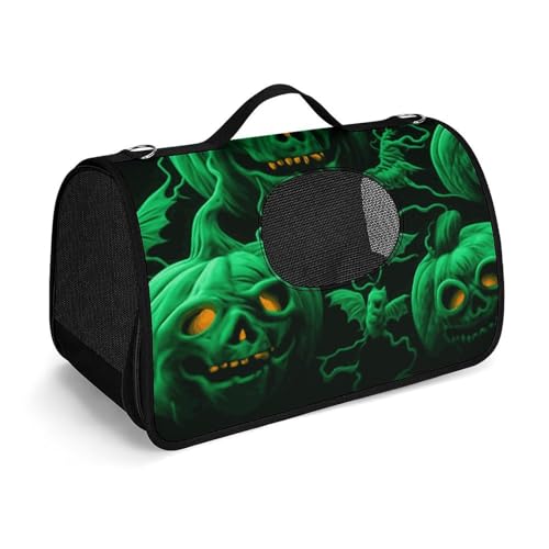 Haustier-Handtasche, Halloween-Kürbis-Druck, tragbar, für den Außenbereich, Katzentasche, Geldbörse, kleine Hundetrage für Reisen/Auto/Outdoor von LSWQK