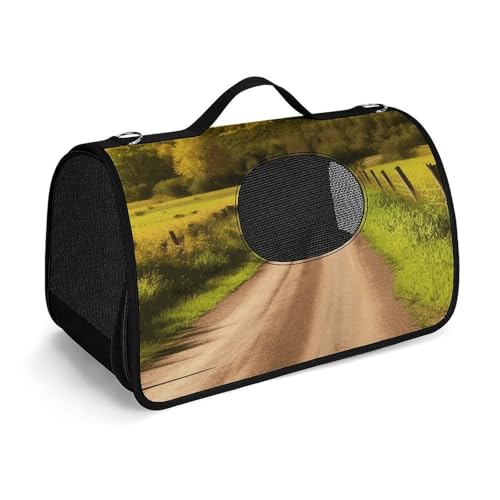 Haustier-Handtasche, Landschaft, Straße, bedruckt, tragbar, für den Außenbereich, Katzentasche, Geldbörse, kleine Hundetrage für Reisen/Auto/Outdoor von LSWQK